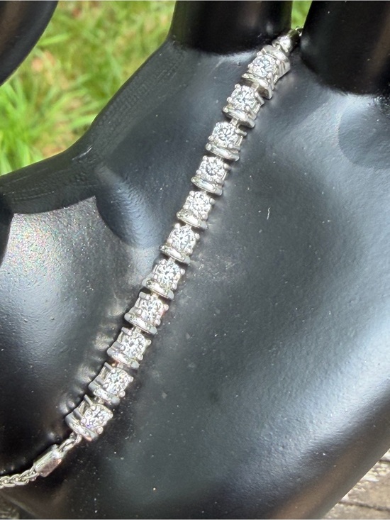 Jewelry - !!! SOLD!!! Rhodium over 925 SS & Diamond Lariat Bracelet